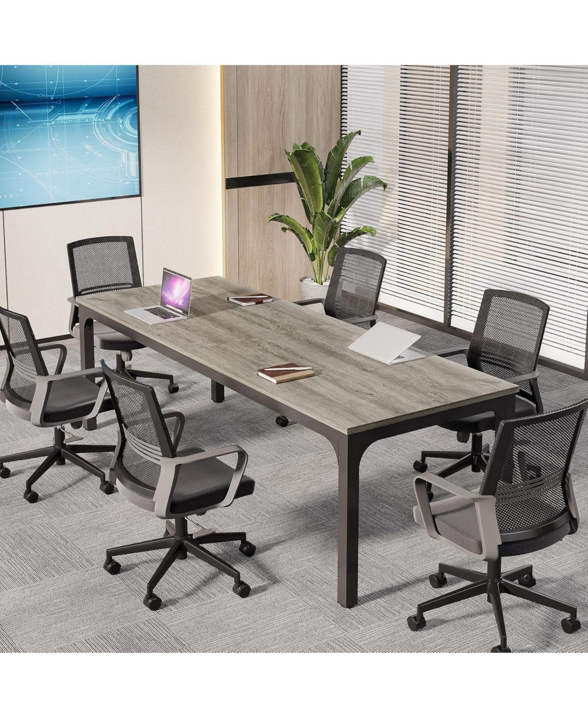 Tribesigns 6.5ft Conference Room Table, 78.74" W x 55.12" D Large Office Meeting Table (2 Pcs)