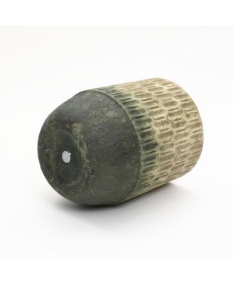 Old-World Brown with Green Bottom 16.5-Inch Tall Round Cement Planter