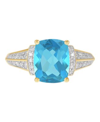 Swiss Blue Topaz (3-5/8 ct. t.w.) & Diamond (1/5 ct. t.w.) Ring in 14k Yellow Gold-Plated Sterling Silver (Also Available in Amethyst)