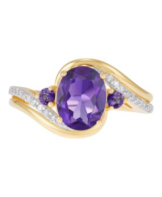 Amethyst (1/4 ct. t.w.) & Diamond (1/8 ct. t.w.) Ring in 14k Yellow Gold-Plated Sterling Silver