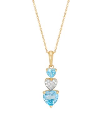 Swiss Blue Topaz (1-1/5 ct. t.w.) & Diamond Accent Heart Pendant Necklace in 14k Yellow Gold-Plated Sterling Silver