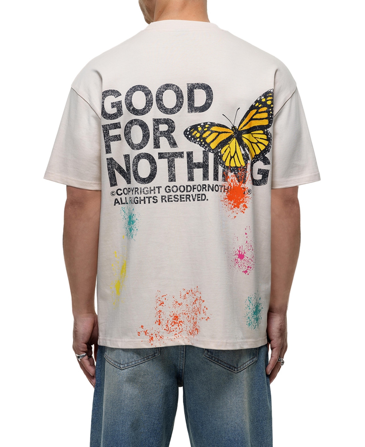 Good For Nothing Men's Women's Pigment Paint Cream T-shirt