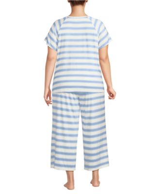 Plus Size Cooling Pajama Set - Short Sleeve Top and Crop Pants
