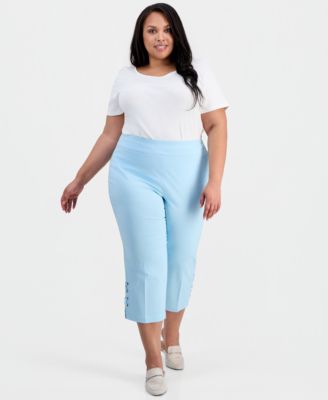 Plus Size Side Lace-Up Capri Pants