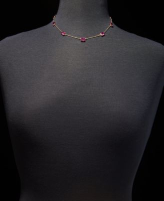 Gold-Tone Fuchsia Station Collar Necklace 
