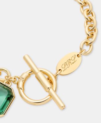 Gold-Tone Aqua Stone Flex Bracelet 