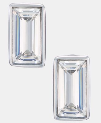 Baguette Cubic Zirconia Stud Earrings 