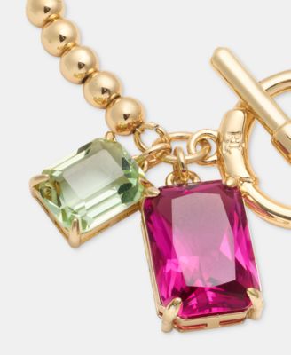 Gold-Tone Fuchsia Stone Flex Bracelet 