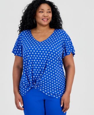Plus Size Allegria Knot-Hem Top