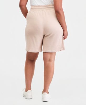 Plus Size Cotton-Blend Pull-On Bermuda Shorts