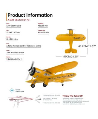 RC Plane - 2.4Ghz Brushless Motor, 6G/3D Modes, LED Lights for Kids & Beginners