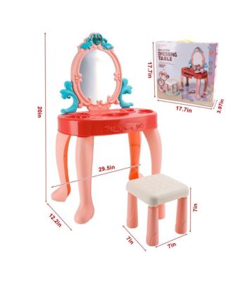 Princess Vanity Set with Lights & Music - Realistic Makeup Toys, Stool & Mirror for Girls