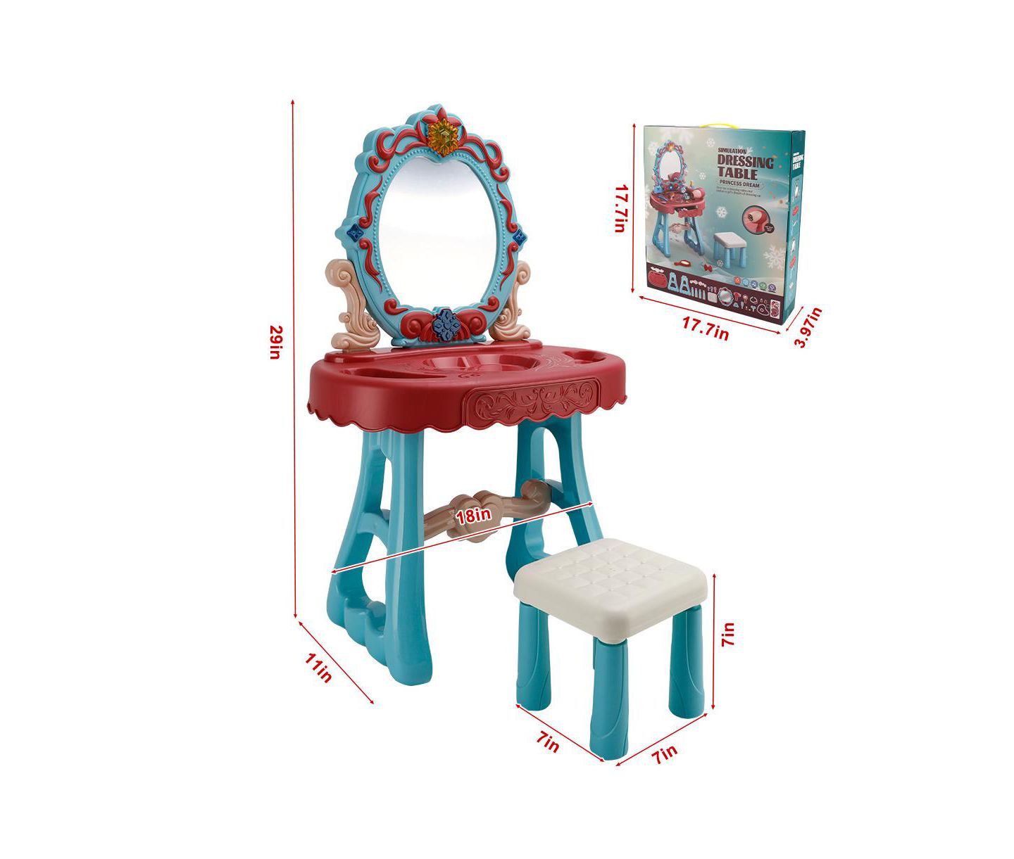 Детские игрушки Bruce & Shark Musical Light-Up Vanity Gift Set with 29-Piece Pretend Play Makeup Toy for Girls, цвет: Синий — фото 9