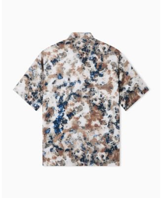 Men's Short Sleeve Silky Printed Button Up Shirt