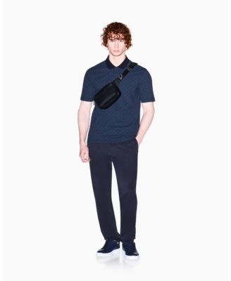 Men's Pique Allover Logo Print Polo Shirt