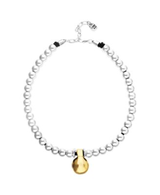 Necklace with Medium Sterling Silver Alloy Shapes of Balls and Big Shaped Ball in Gold 18k