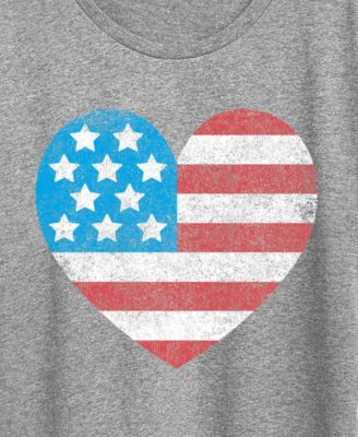 Plus Size Instant Message USA Flag Heart Graphic Crewneck T-Shirt