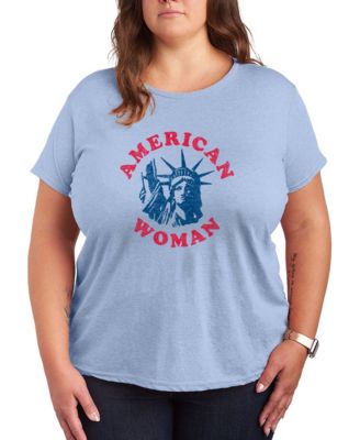 Plus Size Instant Message American Woman Statue Of Liberty Graphic Crewneck T-Shirt