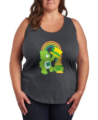 Plus SizeCare Bears St. Patrick's Day Good Luck Bear Rainbow Graphic Tank Top