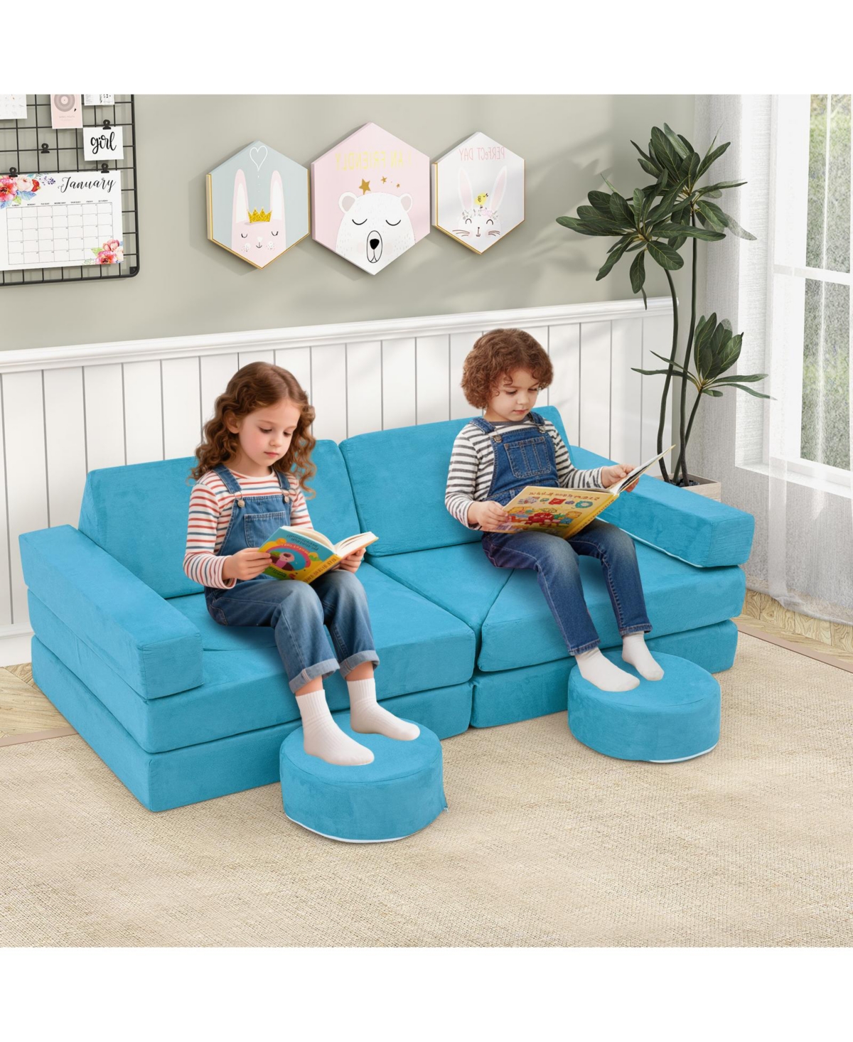 Slickblue 14 Piece Foam Modular Feature Play Couch Set