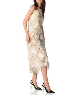 Women's Deco Shimmer Fringe Midi Dress