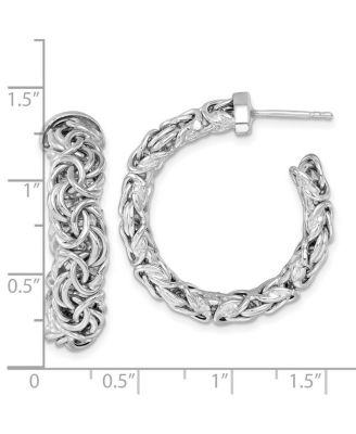 925 Sterling Silver Italian Rhodium plated Byzantine Hoop Earrings 30x7.5mm 30.5x29.3mm Wide 7.5mm Thick Hoop Earring