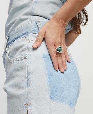 Metal Alloy Green Crystal Ring