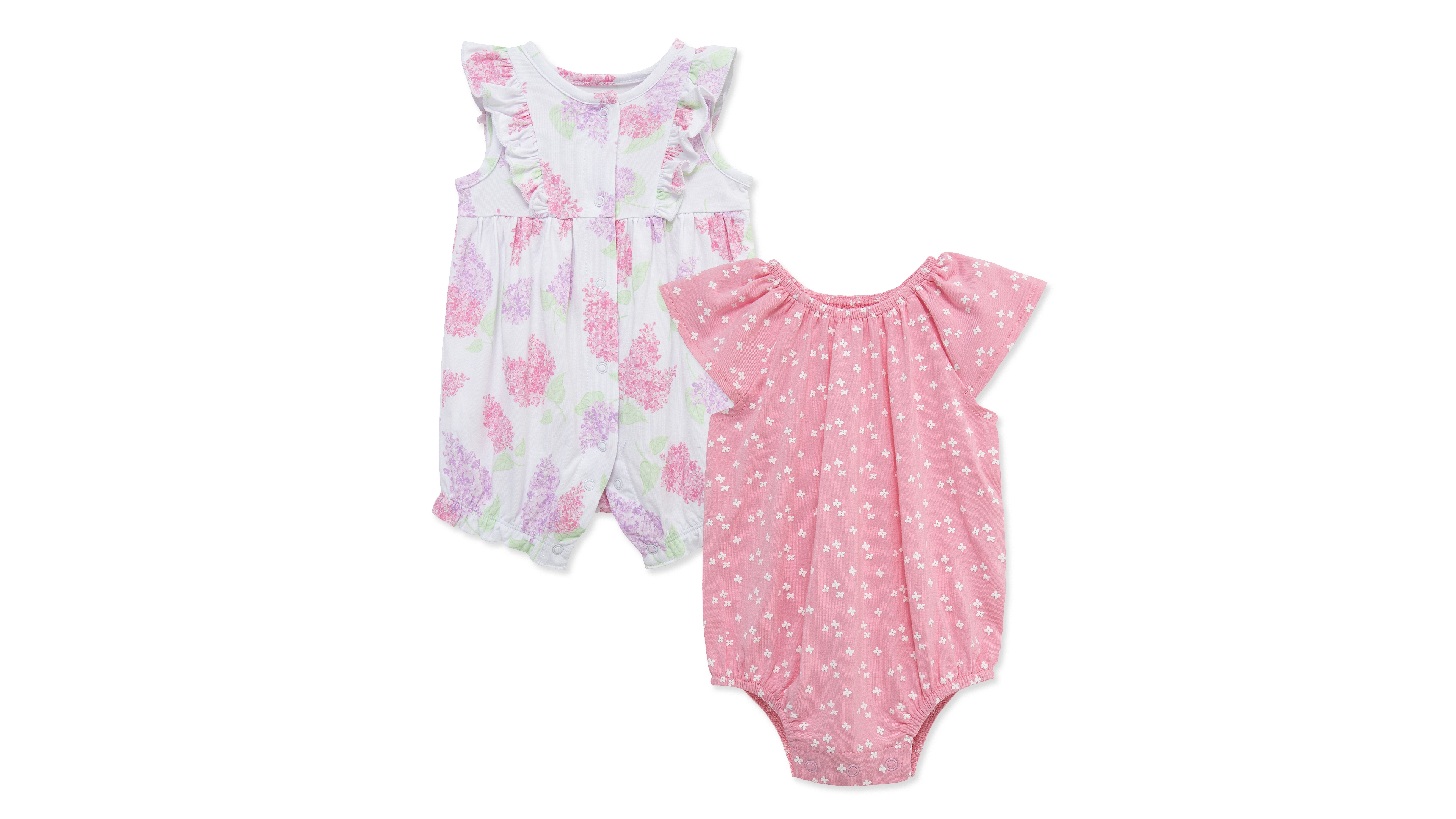 Little Me Baby Girls' Dainty Lilac Print Rompers, 2-Piece Set