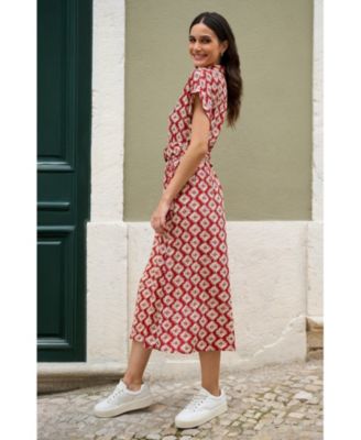 Women's Belted Midi Shirt Dress