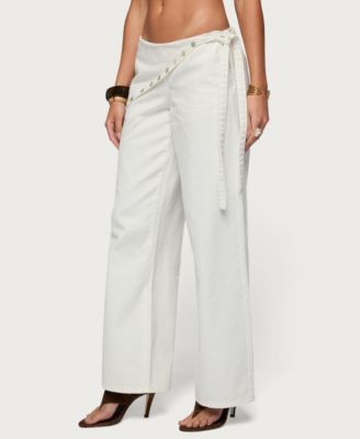 Women's Button Foldover Low Rise Baggy Jeans