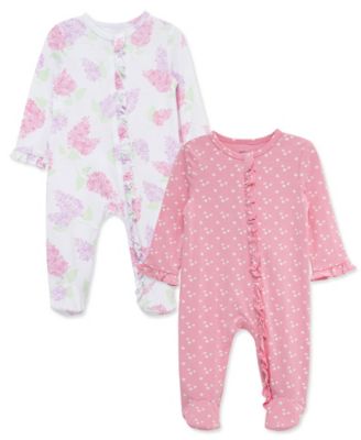Baby Girls' Printed Footies, 2-Pack