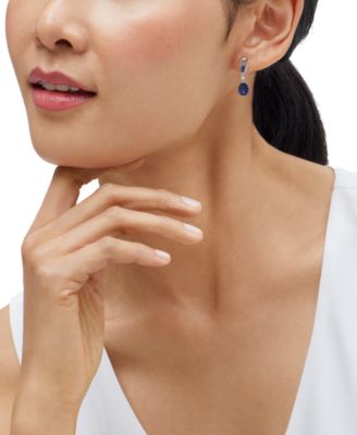 Created Sapphire (4-1/5 ct. t.w.) & Created White Sapphire (1/5 ct. t.w.) Drop Earrings in Sterling Silver