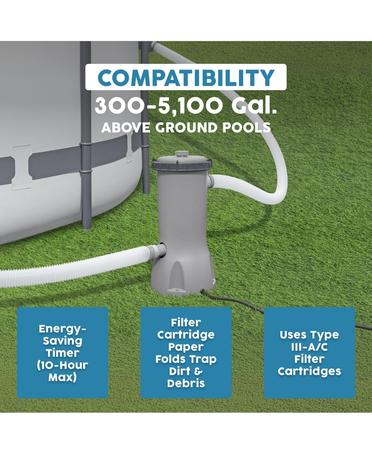 Bestway Flowclear 1,000 Gallons per Hour Above Ground Swimming Pool Filter Pump