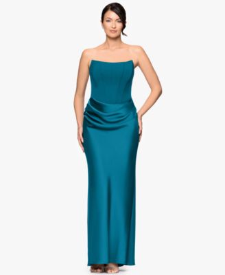 Women's Mixed-Media Strapless Corset Gown