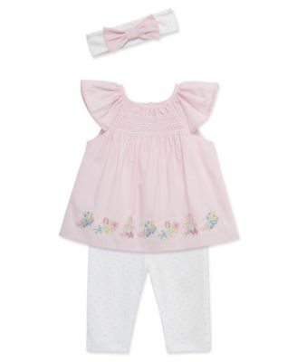 Baby Girls' Posies-Themed Tunic, Leggings and Headband, 3-Piece Set
