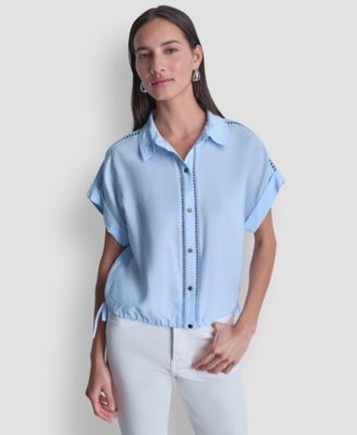 Women's Short-Sleeve Button-Down Top