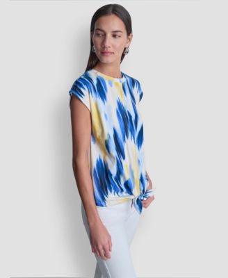 Women's Abstract Print Tie-Waist Top