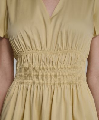 Women's Smocked V-Neck Midi Dress