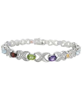 Multi-Gemstone (6.70 ct. t.w.) Bracelet in Sterling Silver (Also Available in Garnet)