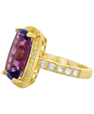 Amethyst (3.30 ct. t.w.) & White Topaz (0.60 ct. t.w.) Ring in 14k Yellow Gold-Plated Sterling Silver