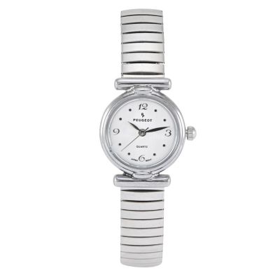 Peugeot Women's Round 25mm Easy-Read Expansion Bracelet Watch - Silver