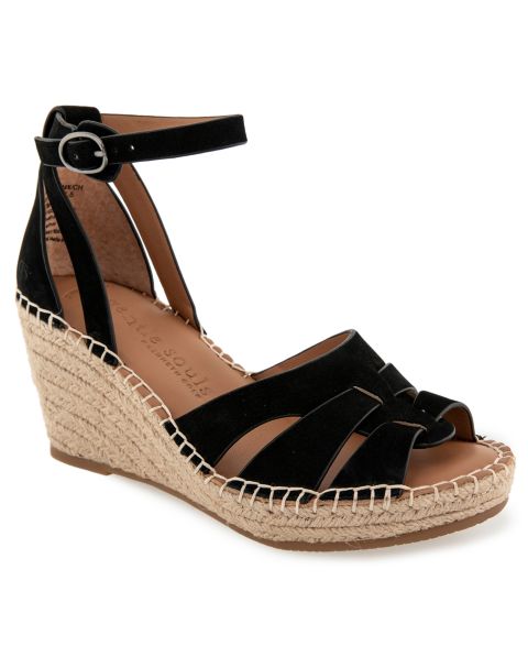 Женские сандалии Gentle Souls Coolie Espadrille Wedge, цвет: Чёрный нубуковый