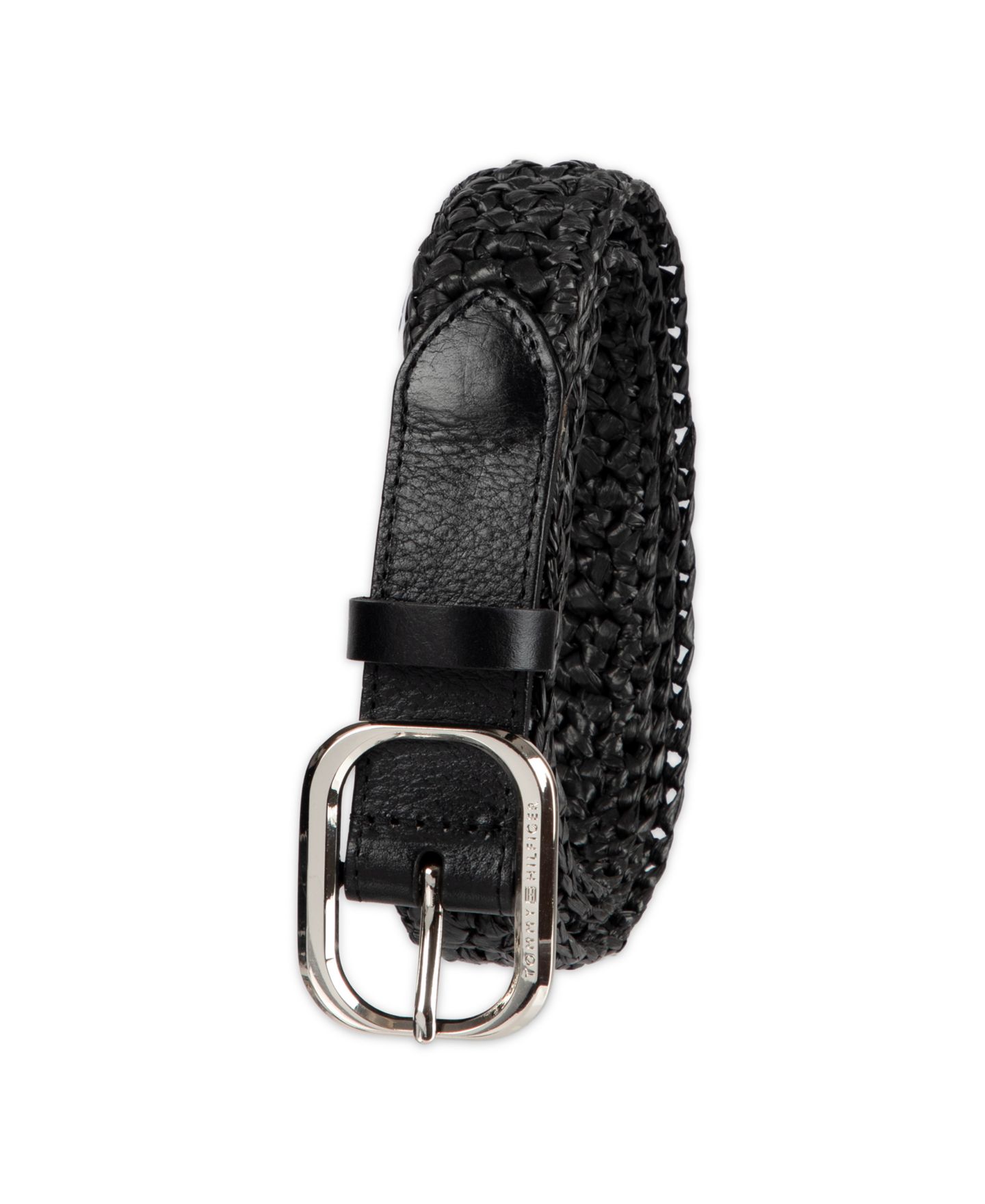 Женский ремень Tommy Hilfiger Fully Adjustable Casual Crocheted Belt, цвет: Чёрный — фото 2