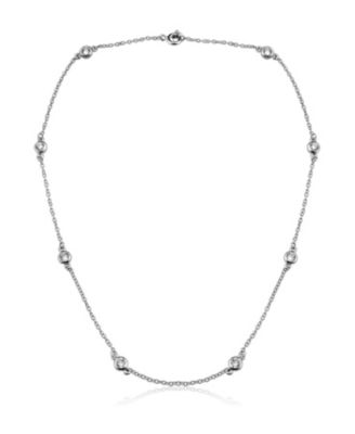 Modern Sterling Silver Elegant Station CZ Accent Necklace