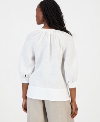 Petite 3/4-Sleeve Linen Shirt