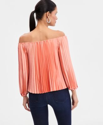 Women's Off-The-Shoulder Pleated Blouse