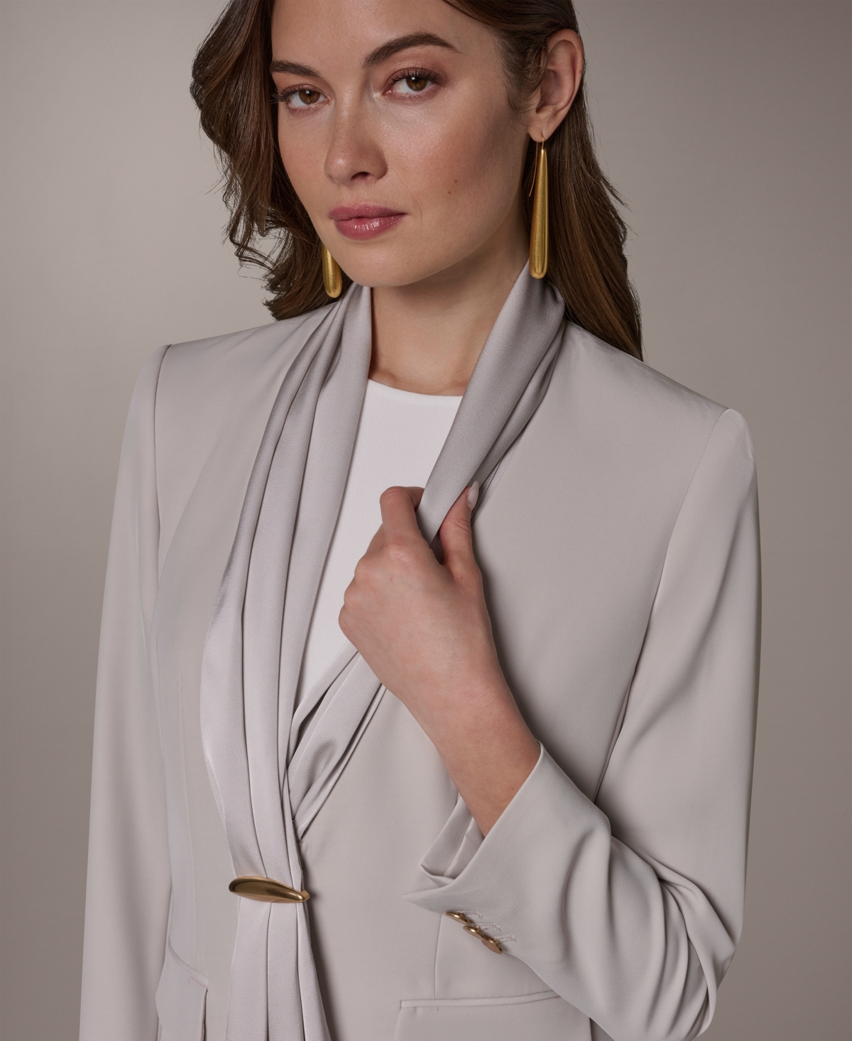 Donna Karan New York Petite Shawl Collar Long-Sleeve Jacket