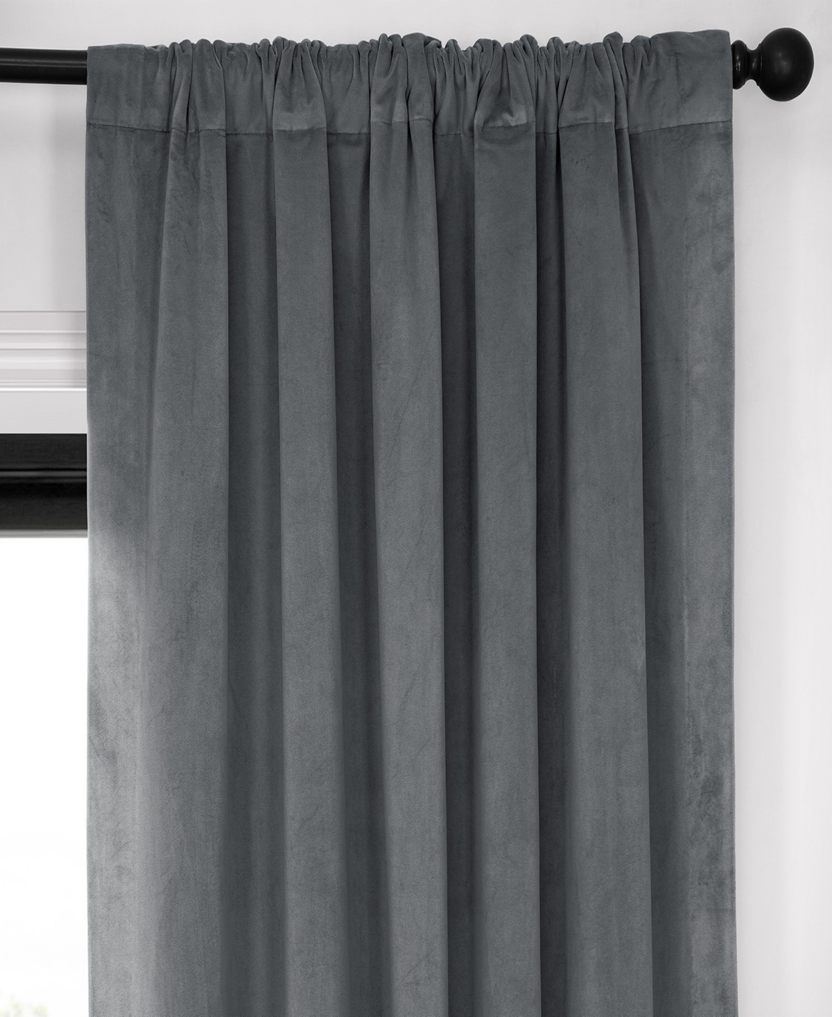 Half Price Drapes Natural Grey Signature Velvet Blackout Curtain