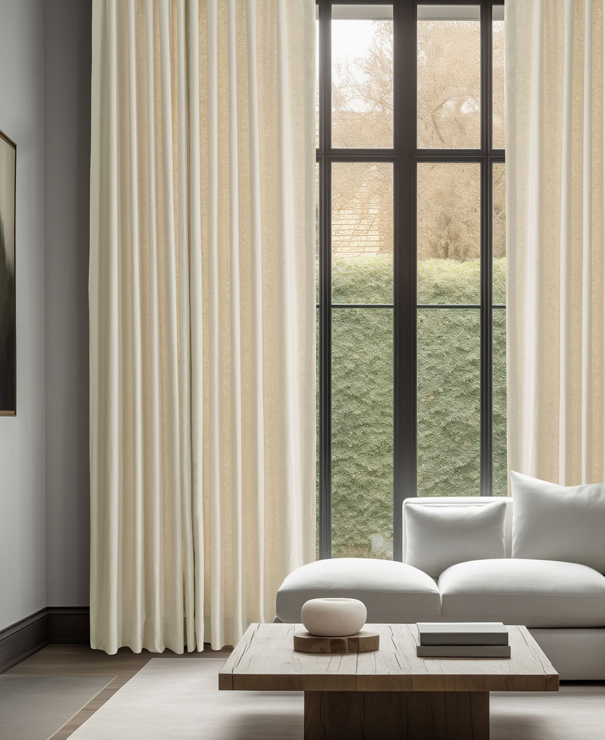 Half Price Drapes Ancient Ivory French Linen Room Darkening Curtain