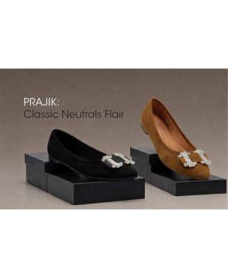 Womens Prajik Rhinestone Buckle Detail Ballerinas